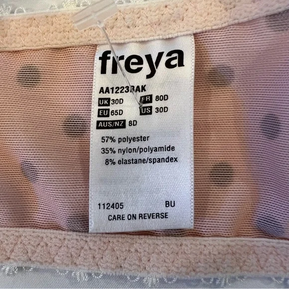 NEW NWT Freya Patsy Polka Dot Underwire Lined Half Cup Bra Ballet Pink Size 30D - Picture 13 of 14
